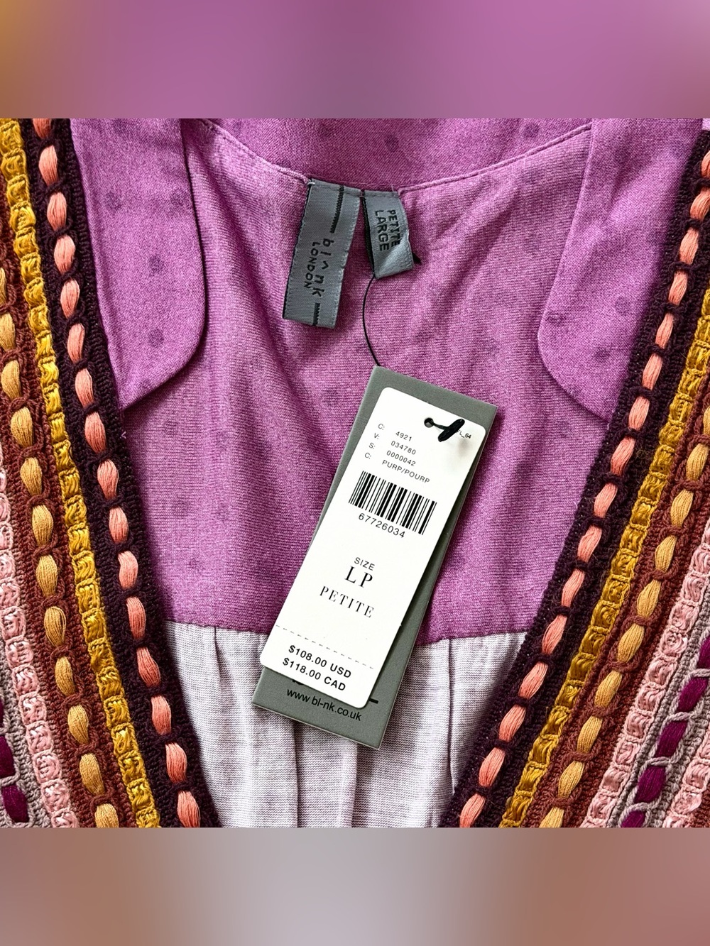 NWT Anthropologie Bl-nk London Women’s Stephanie Top Blouse Tunic Size L Petite - Picture 2 of 16